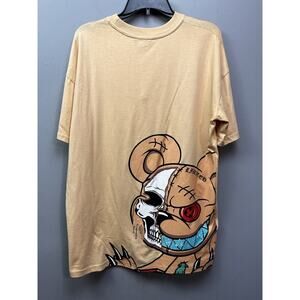 Boohoo MAN Crew Neck Evil Teddy Graphic T-Shirt‎ Mens XS/XL-Oversized Tan